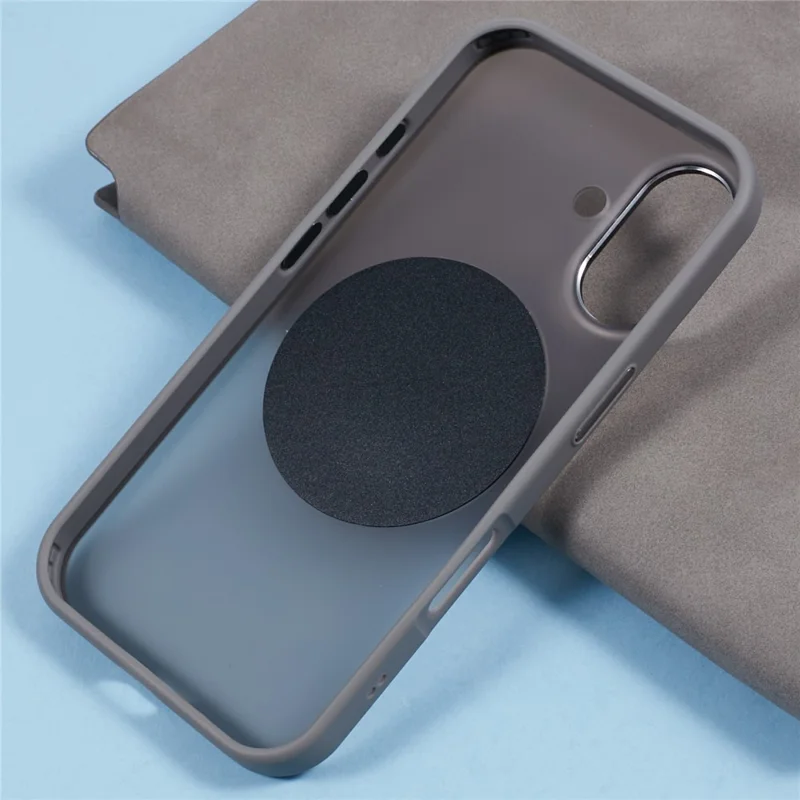 JAUCASE For iPhone 16 Case Rotary Kickstand PC+TPU Phone Cover Compatible with MagSafe - Grey