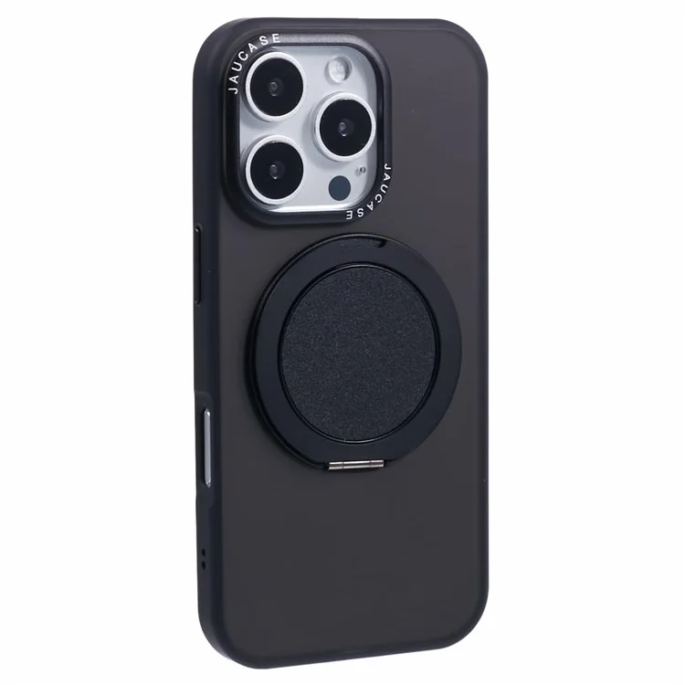 Capa para iPhone 16 Pro da JAUCASE com suporte giratório, cobertura de telefone PC+TPU compatível com MagSafe - Preto