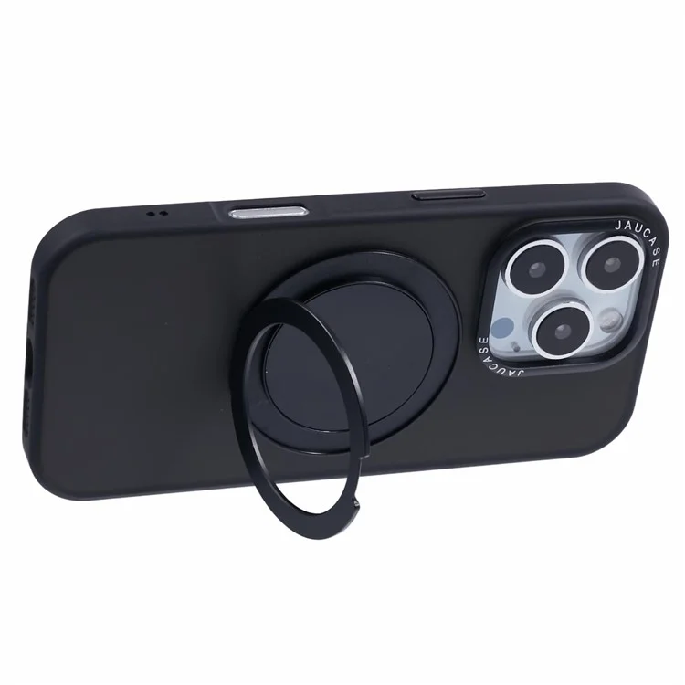 Capa para iPhone 16 Pro da JAUCASE com suporte giratório, cobertura de telefone PC+TPU compatível com MagSafe - Preto