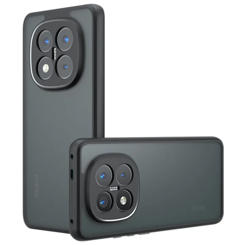 For Xiaomi Redmi Note 14 Pro+ 5G Case Skin-Touch TPU + PC Matte Phone Back Cover, Transparent Black