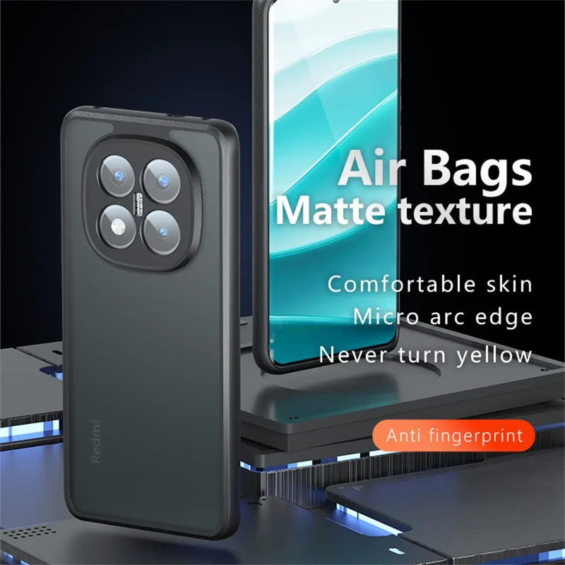 For Xiaomi Redmi Note 14 Pro+ 5G Case Skin-Touch TPU + PC Matte Phone Back Cover, Transparent Black