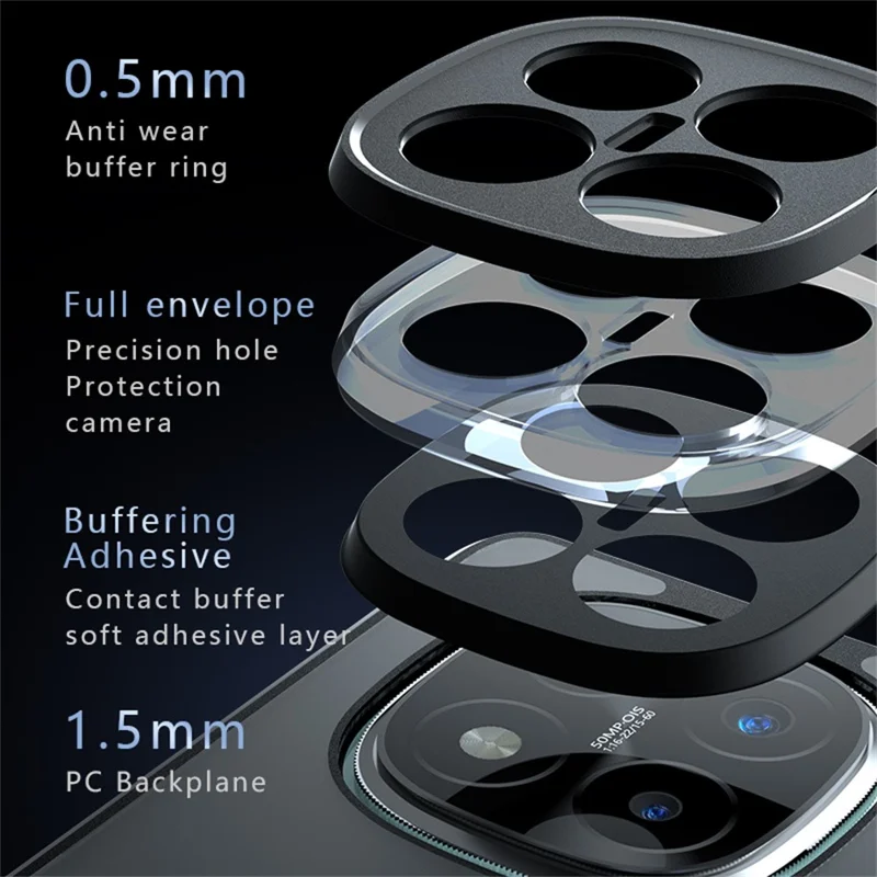 For Xiaomi Redmi Note 14 Pro+ 5G Case Skin-Touch TPU + PC Matte Phone Back Cover, Transparent Black