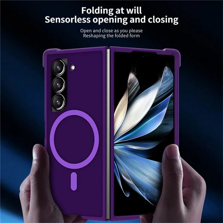 For Samsung Galaxy Z Fold6 5G Case Compatible with MagSafe TPU+PC Matte Phone Cover - Black