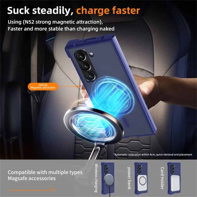 For Samsung Galaxy Z Fold5 5G Magnetic Case TPU+PC Matte Phone Cover - Blue