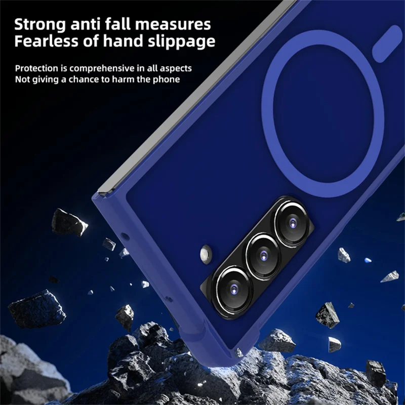 For Samsung Galaxy Z Fold5 5G Magnetic Case TPU+PC Matte Phone Cover - Blue