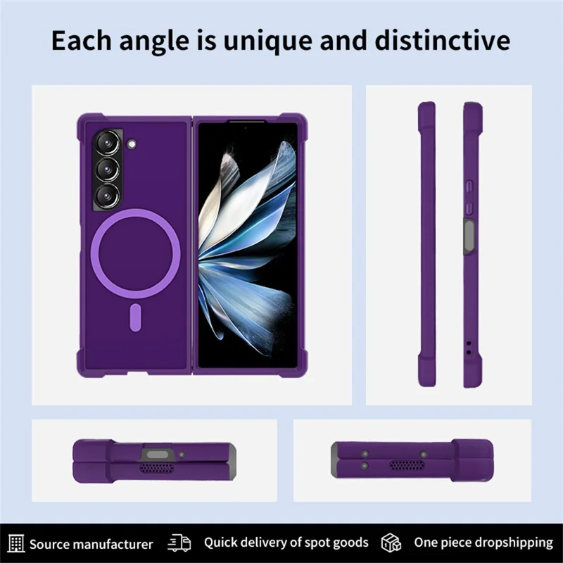 For Samsung Galaxy Z Fold5 5G Magnetic Case TPU+PC Matte Phone Cover - Blue