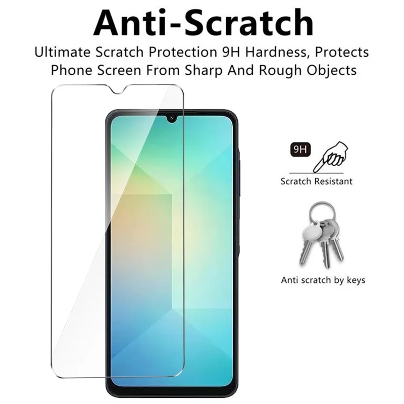 Pour le boîtier Samsung Galaxy A06 Cas TPU Transparent Couvercle de téléphone + 3 PCS Film d'écran en verre trempé 2,5D Bord incurvé