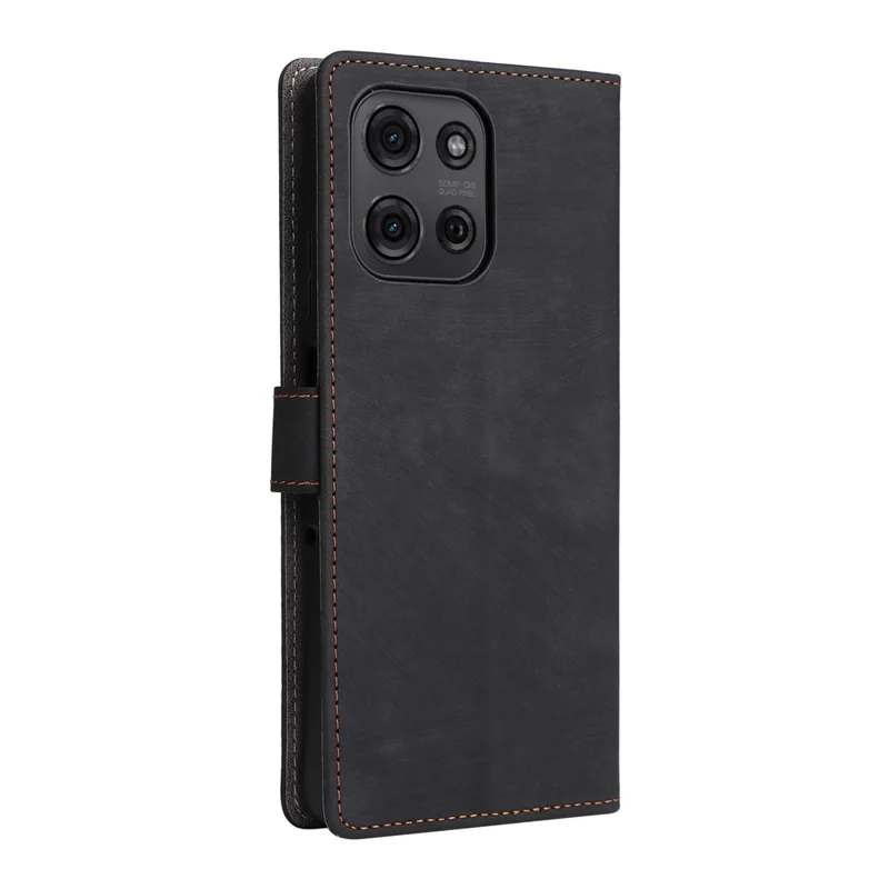 For Motorola Moto G75 5G Wallet Case RFID Blocking PU Leather Cover Stand View - Black