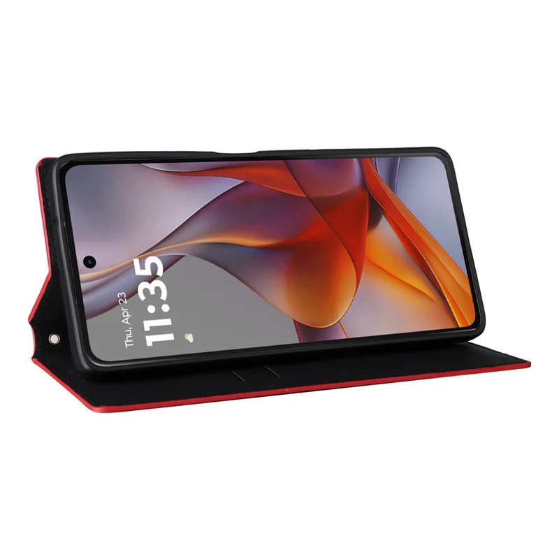 Portemonnee hoesje voor Motorola Moto G75 5G met ruitmotief, lederen telefoonhoes - Rood