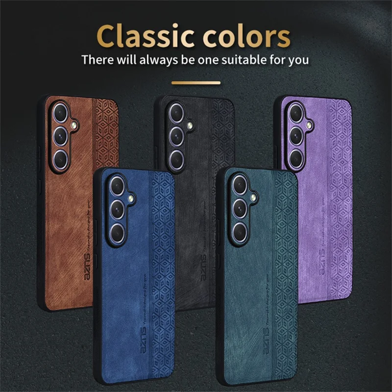 AZNS For Samsung Galaxy S25 Case Protective PU Leather Covered TPU Phone Shell - Brown