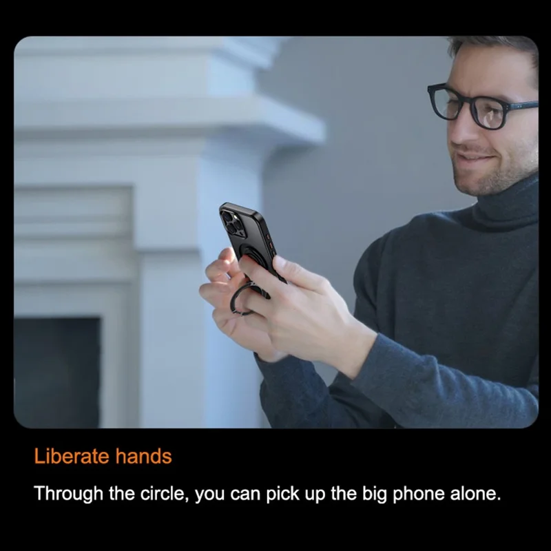 For iPhone 16 Pro Max Case Compatible with MagSafe Kickstand Translucent PC+TPU Phone Cover with Silicone Ring - Blue