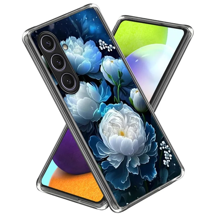 Coque pour Samsung Galaxy S25+ avec motif imprimé, protection antichoc en TPU - Pivoine blanche