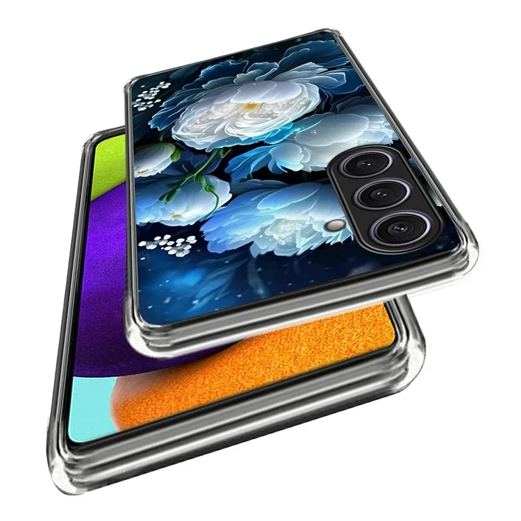 Coque pour Samsung Galaxy S25+ avec motif imprimé, protection antichoc en TPU - Pivoine blanche