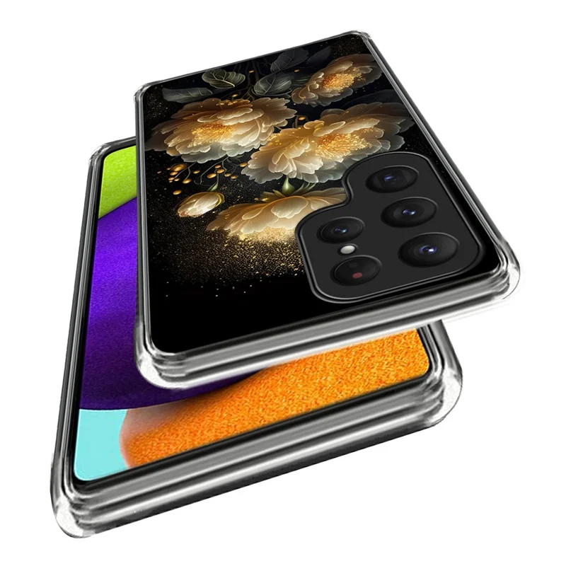 For Samsung Galaxy S25 Ultra Case Pattern Printed Shockproof TPU Phone Cover - Golden Peony