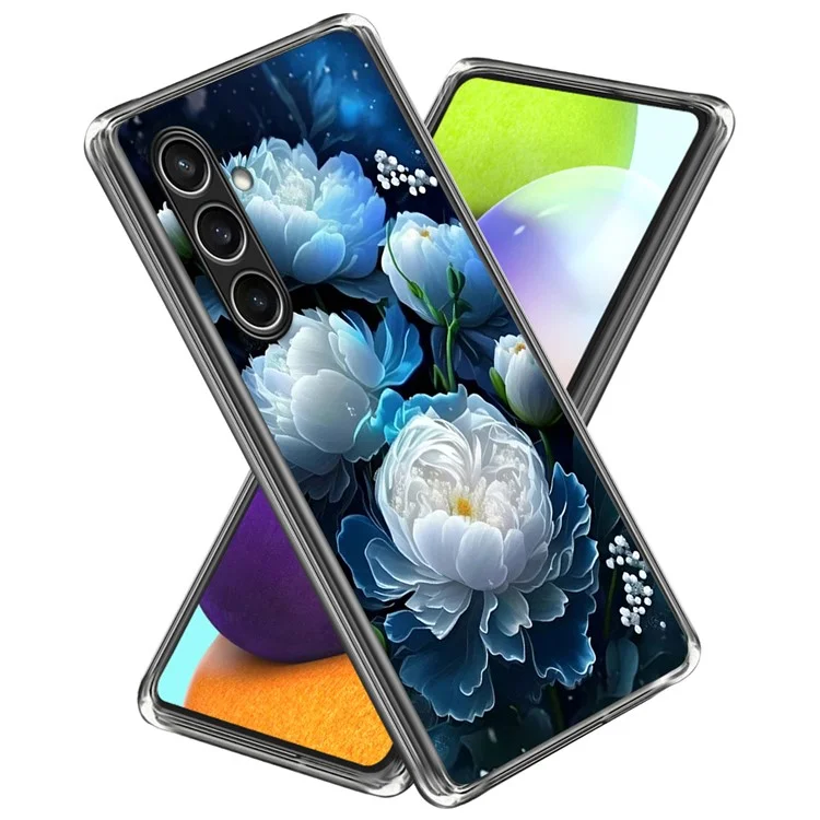 Coque de téléphone TPU antichoc imprimée motif pour Samsung Galaxy S24 FE - Pivoine blanche