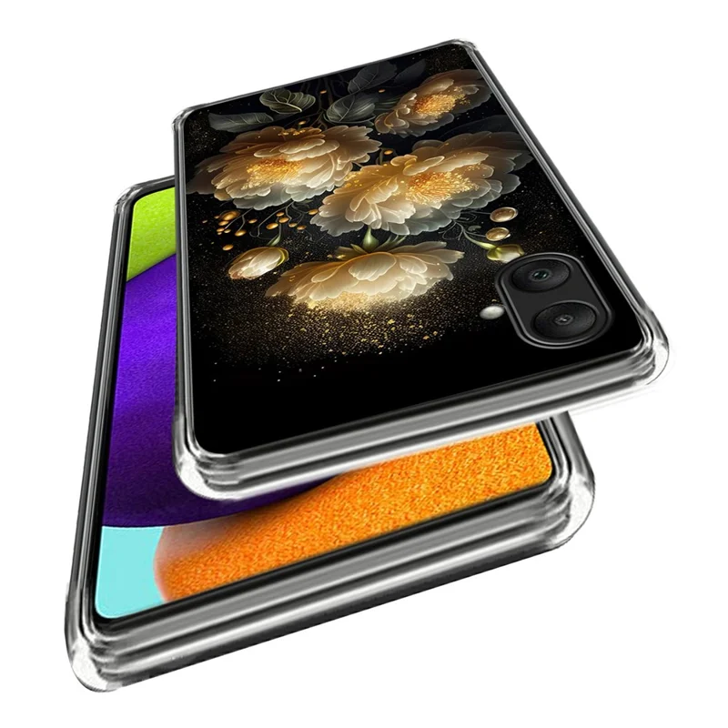 For Samsung Galaxy A06 4G Case Pattern Printed Shockproof TPU Phone Cover - Golden Peony