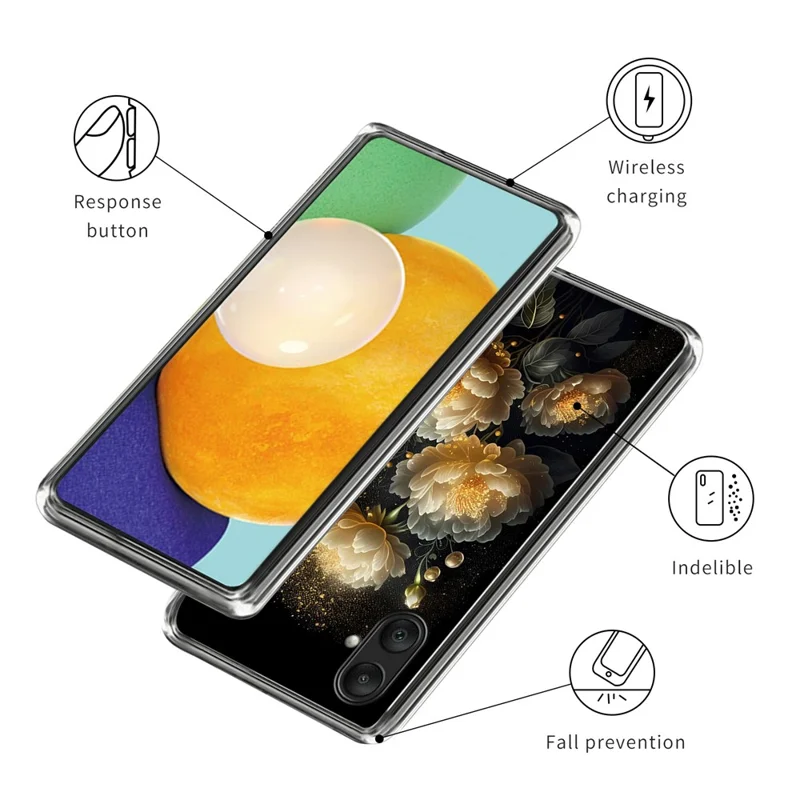 For Samsung Galaxy A06 4G Case Pattern Printed Shockproof TPU Phone Cover - Golden Peony