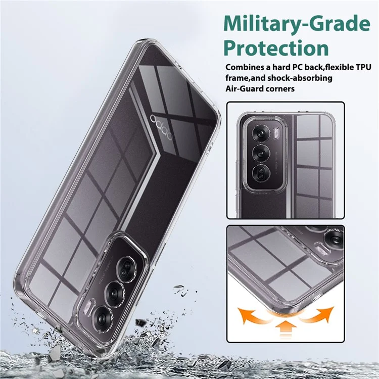 For Oppo Reno12 5G (Global) Clear Phone Case TPU+Acrylic Shockproof Phone Back Cover