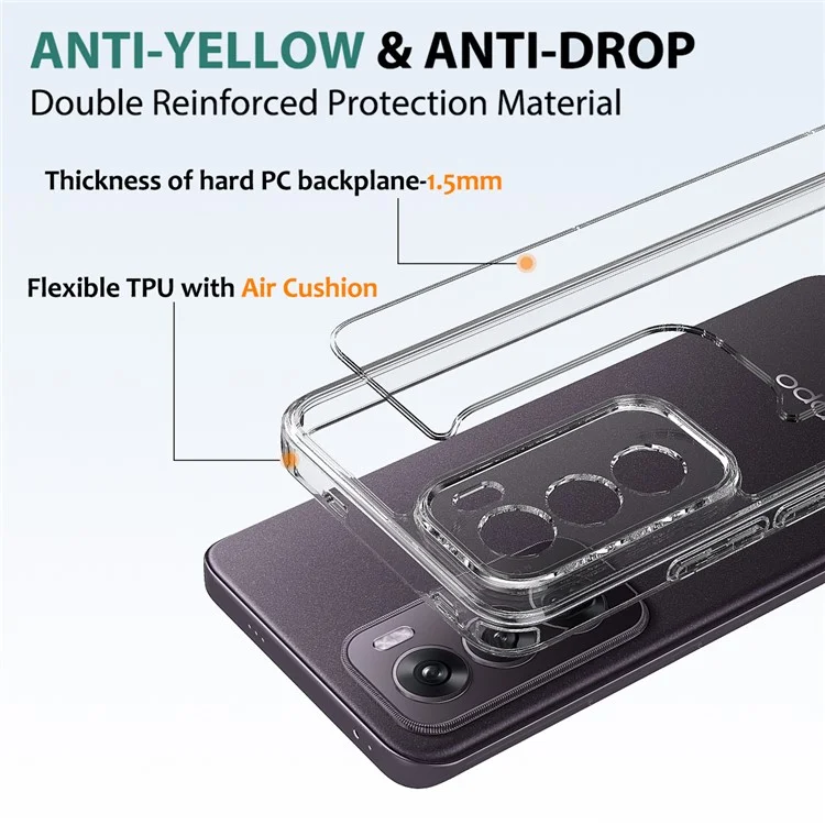 For Oppo Reno12 5G (Global) Clear Phone Case TPU+Acrylic Shockproof Phone Back Cover