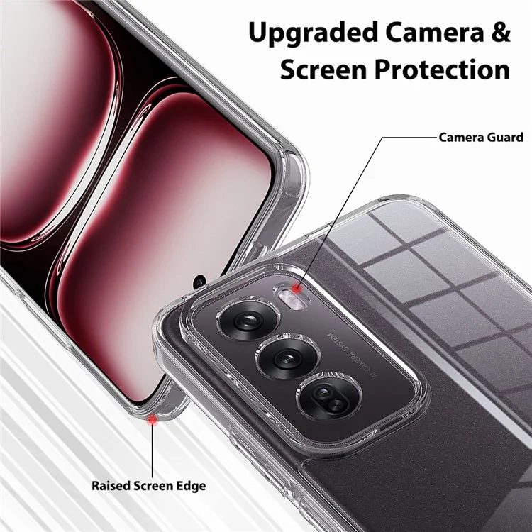 For Oppo Reno12 5G (Global) Clear Phone Case TPU+Acrylic Shockproof Phone Back Cover