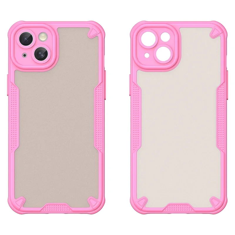Armor Series For iPhone 15 Case PC+TPU Semi-Transparent Frosted Finish Protective Phone Cover - Pink