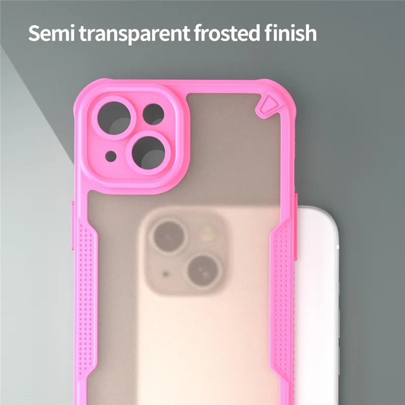 Armor Series For iPhone 15 Case PC+TPU Semi-Transparent Frosted Finish Protective Phone Cover - Pink