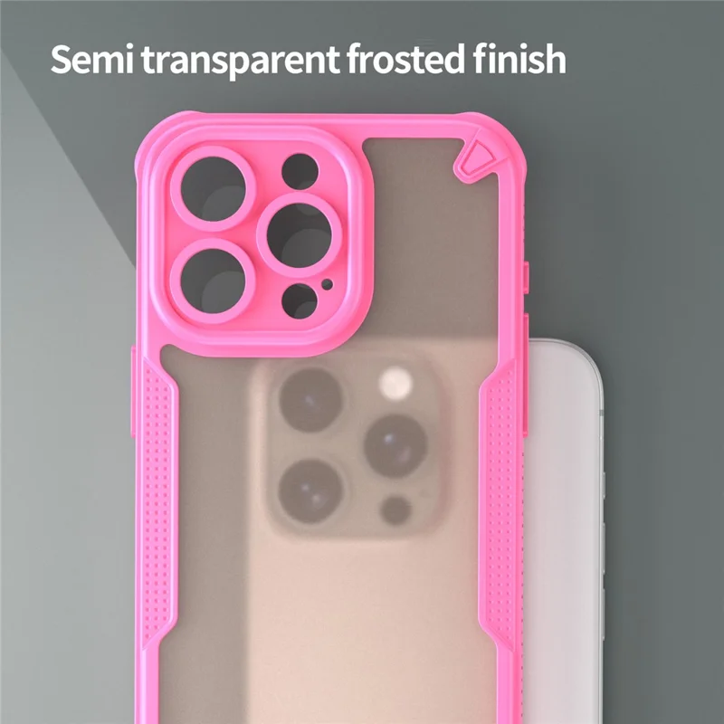 Armor Series For iPhone 15 Pro Case PC+TPU Semi-Transparent Frosted Finish Protective Phone Cover - Pink