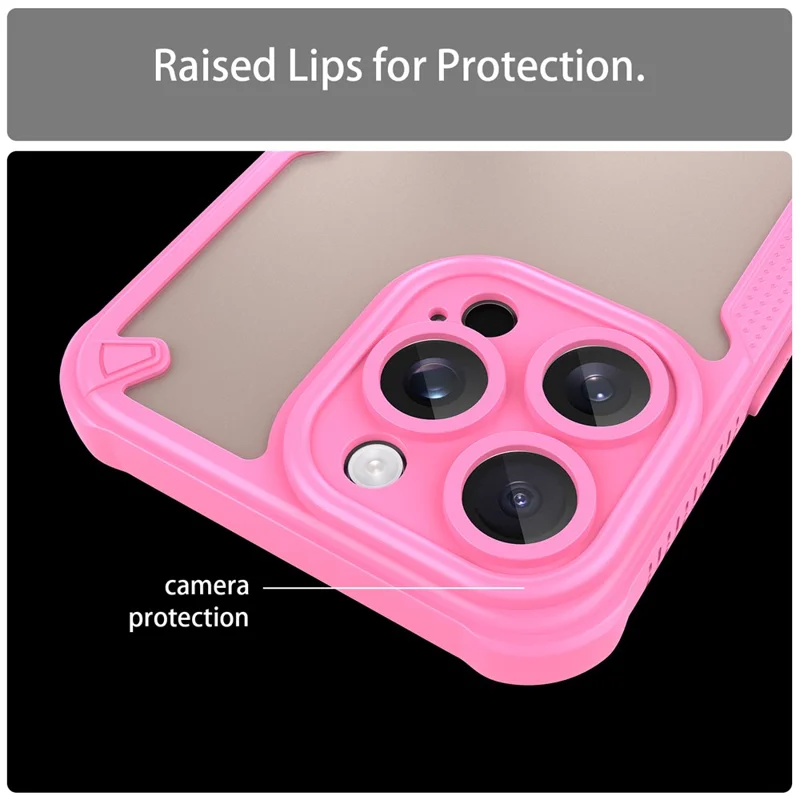 Armor Series For iPhone 15 Pro Case PC+TPU Semi-Transparent Frosted Finish Protective Phone Cover - Pink