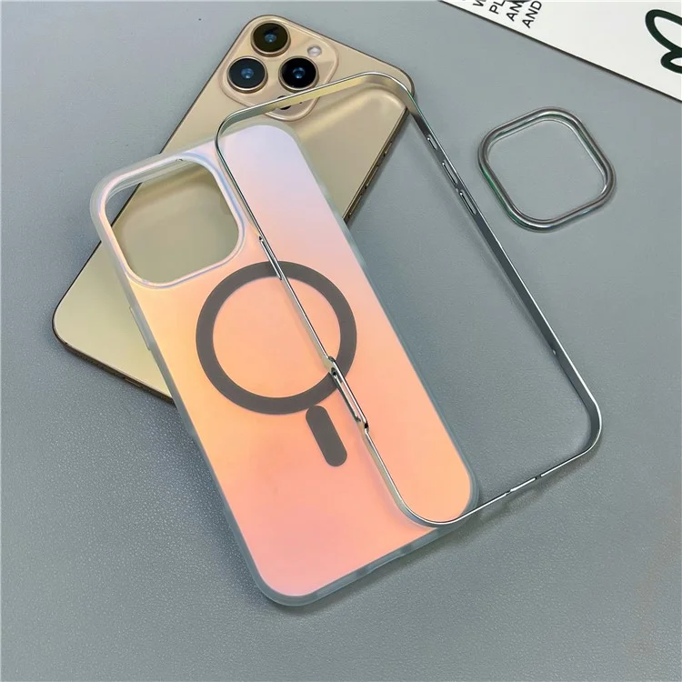 For iPhone 16 Pro Max Case Compatible with MagSafe Aurora Design TPU+PC Phone Cover - Green