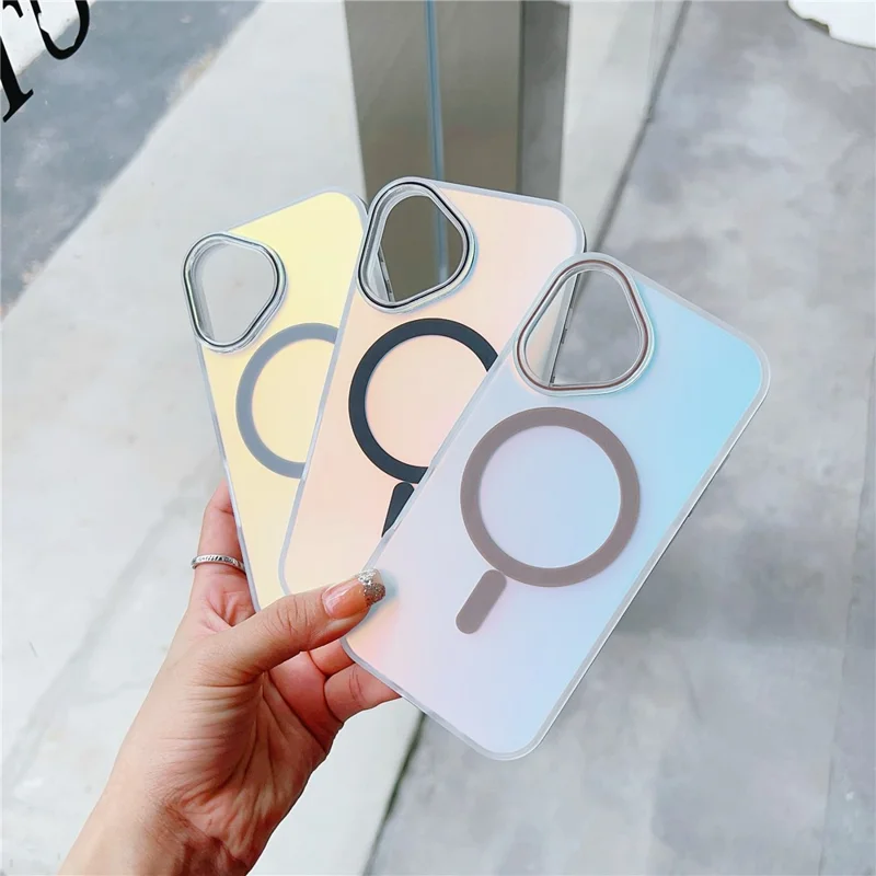 For iPhone 16 Case Compatible with MagSafe Aurora Design TPU+PC Phone Cover - Rose