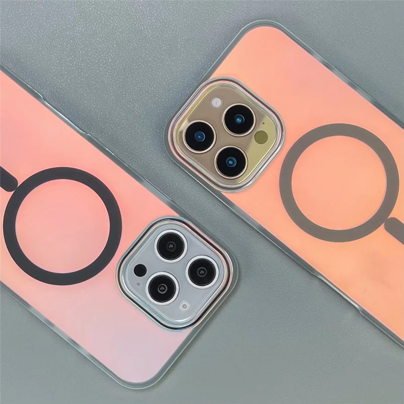 For iPhone 16 Pro Case Compatible with MagSafe Aurora Design TPU+PC Phone Cover - Black