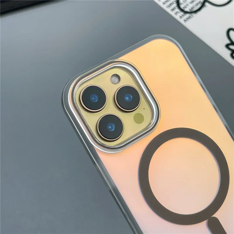 For iPhone 16 Pro Case Compatible with MagSafe Aurora Design TPU+PC Phone Cover - Black