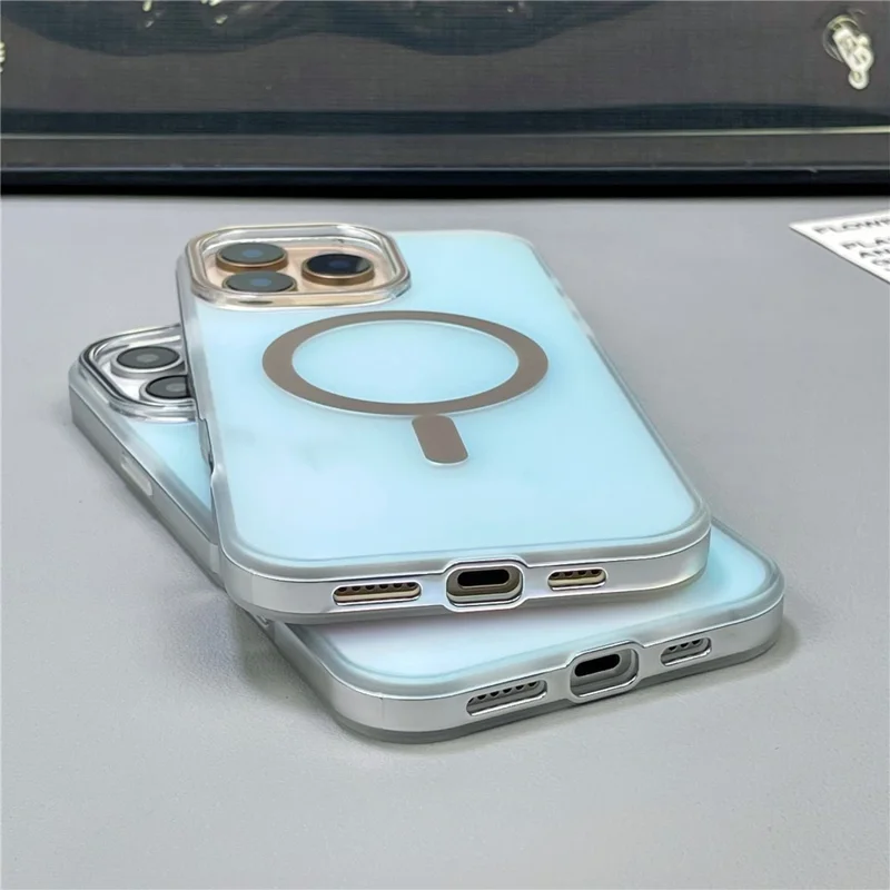 For iPhone 16 Pro Case Compatible with MagSafe Aurora Design TPU+PC Phone Cover - Black