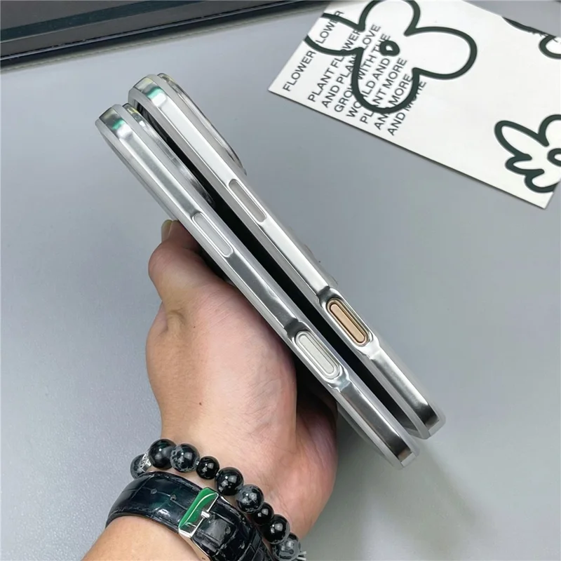 For iPhone 16 Pro Case Compatible with MagSafe Aurora Design TPU+PC Phone Cover - Black