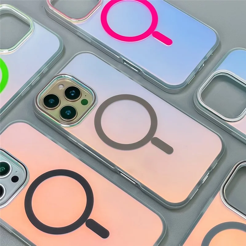 For iPhone 16 Pro Case Compatible with MagSafe Aurora Design TPU+PC Phone Cover - Black