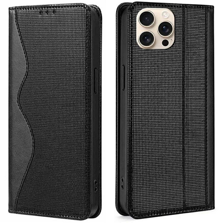 For iPhone 15 Pro Max Leather Case Wallet Stand Phone Cover with RFID Blocking - Black
