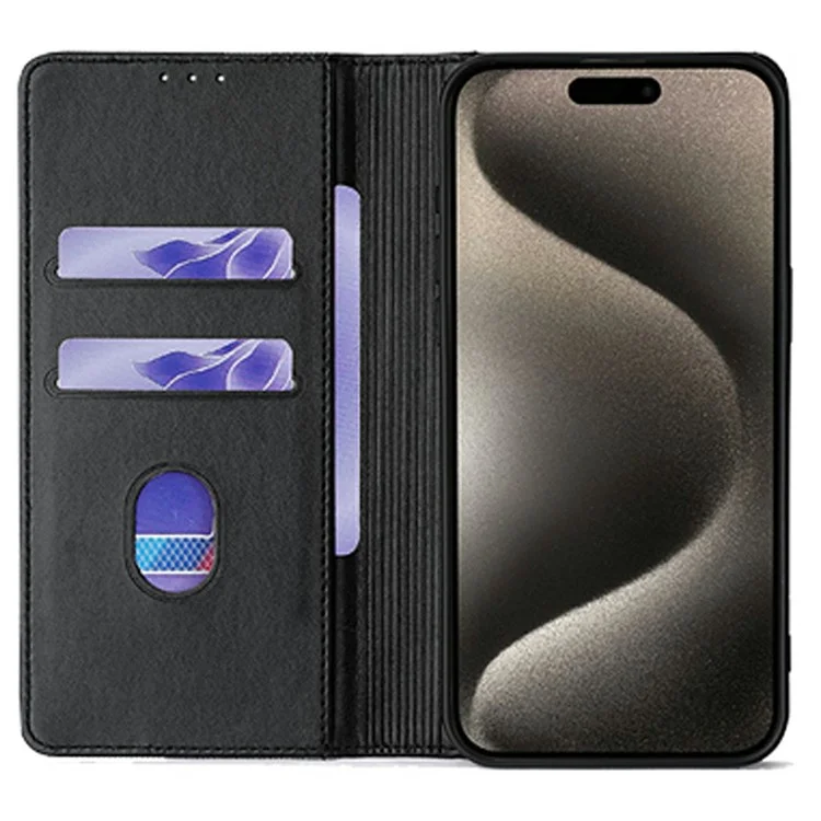 For iPhone 15 Pro Max Leather Case Wallet Stand Phone Cover with RFID Blocking - Black