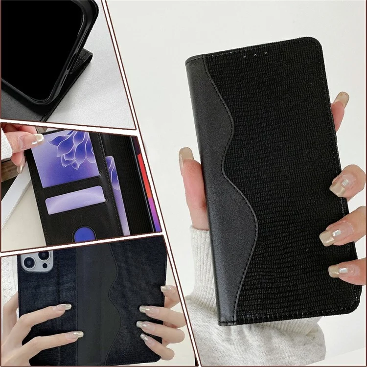 For iPhone 15 Pro Max Leather Case Wallet Stand Phone Cover with RFID Blocking - Black