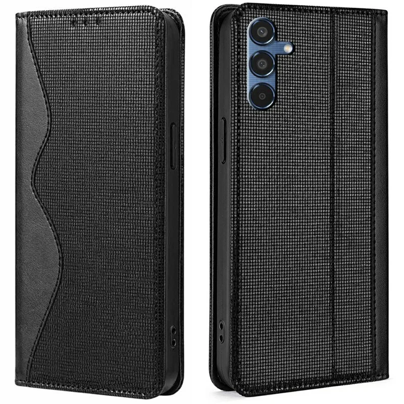 For Samsung Galaxy A55 5G Leather Case Wallet Stand Phone Cover with RFID Blocking - Black