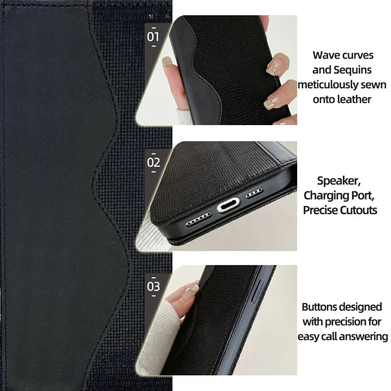 For Samsung Galaxy A15 4G  /  5G Leather Case Wallet Stand Phone Cover with RFID Blocking - Black