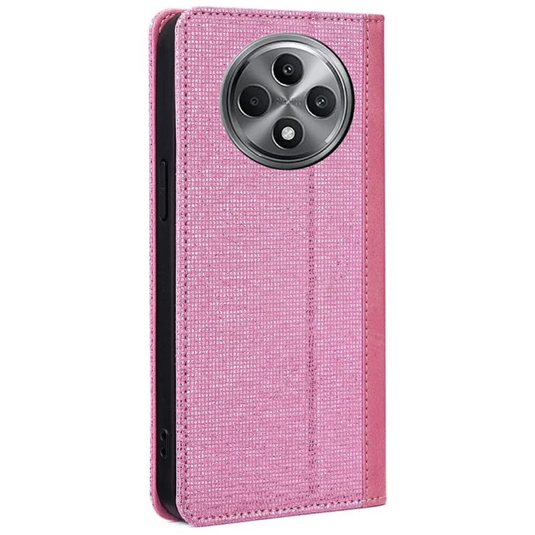 Custodia in pelle con portafoglio e supporto per Oppo Reno12 F 5G con blocco RFID - Rosa