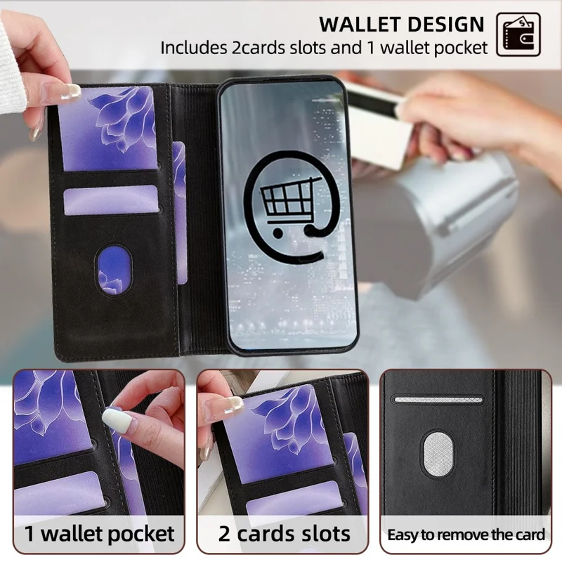 For Honor 200 Pro 5G Leather Case Wallet Stand Phone Cover with RFID Blocking - Black