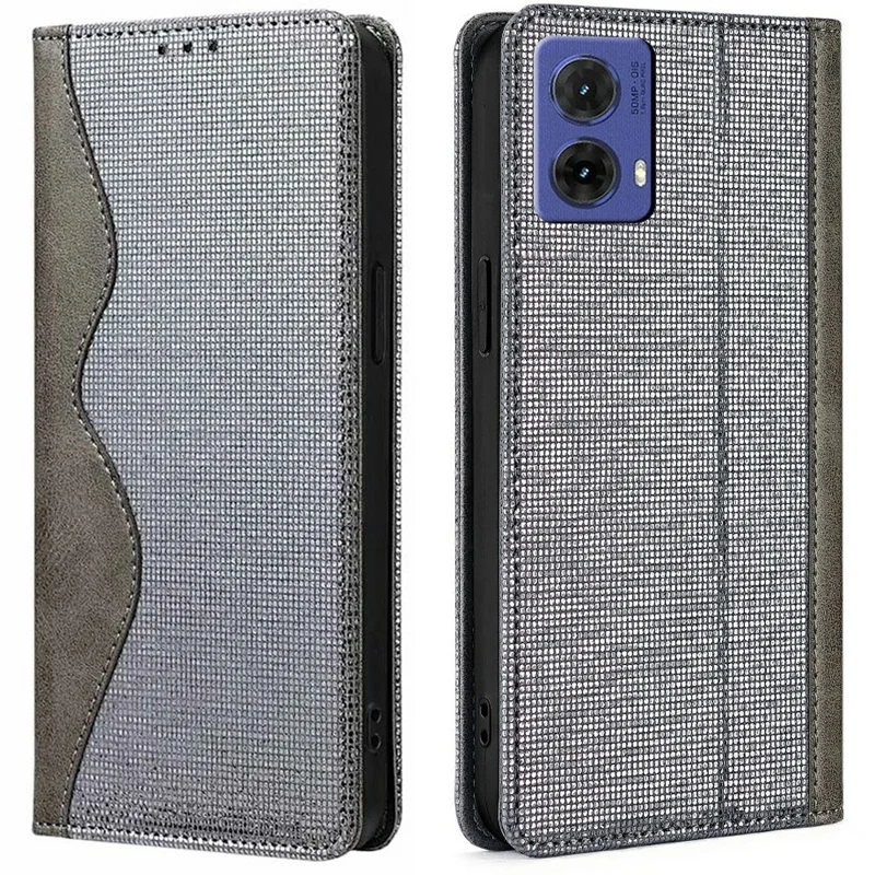 For Motorola Moto G85 5G Leather Case Wallet Stand Phone Cover with RFID Blocking - Grey