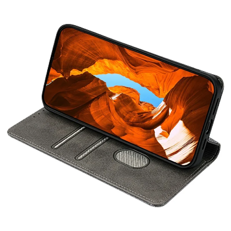 For Motorola Moto G85 5G Leather Case Wallet Stand Phone Cover with RFID Blocking - Grey