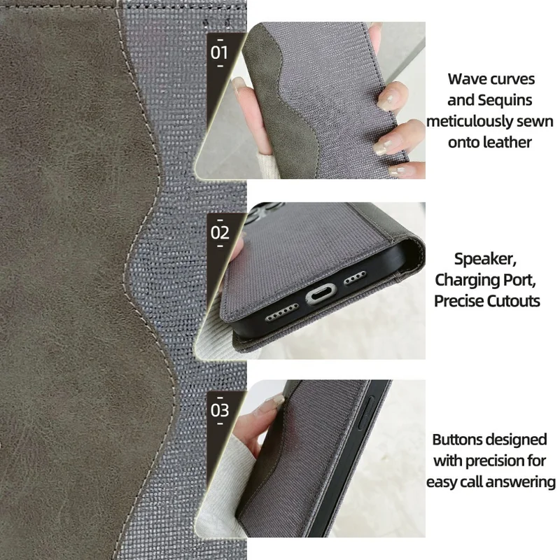 For Motorola Moto G85 5G Leather Case Wallet Stand Phone Cover with RFID Blocking - Grey