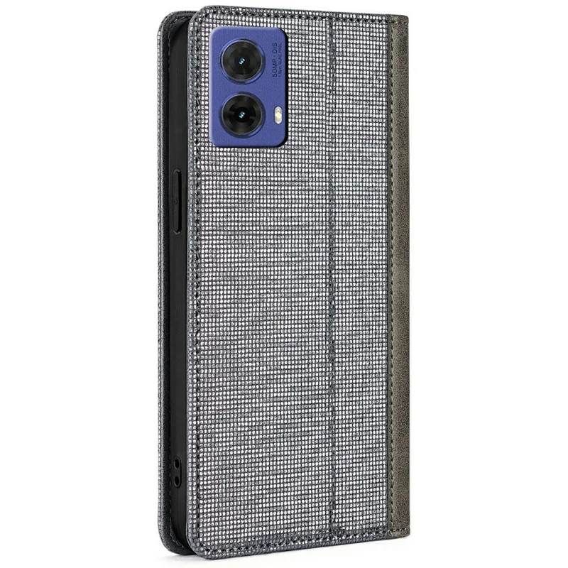 For Motorola Moto G85 5G Leather Case Wallet Stand Phone Cover with RFID Blocking - Grey