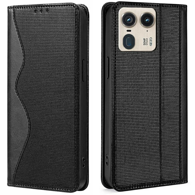 For Motorola Edge 50 Ultra 5G  /  Moto X50 Ultra 5G Leather Case Wallet Stand Phone Cover with RFID Blocking - Black