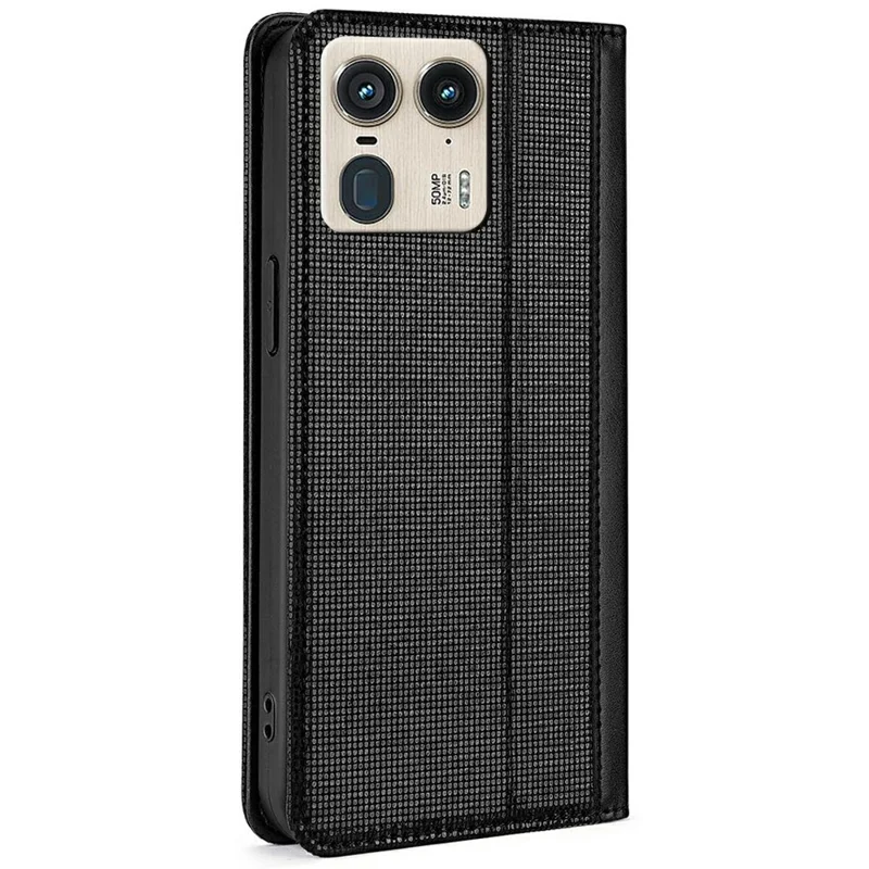 For Motorola Edge 50 Ultra 5G  /  Moto X50 Ultra 5G Leather Case Wallet Stand Phone Cover with RFID Blocking - Black