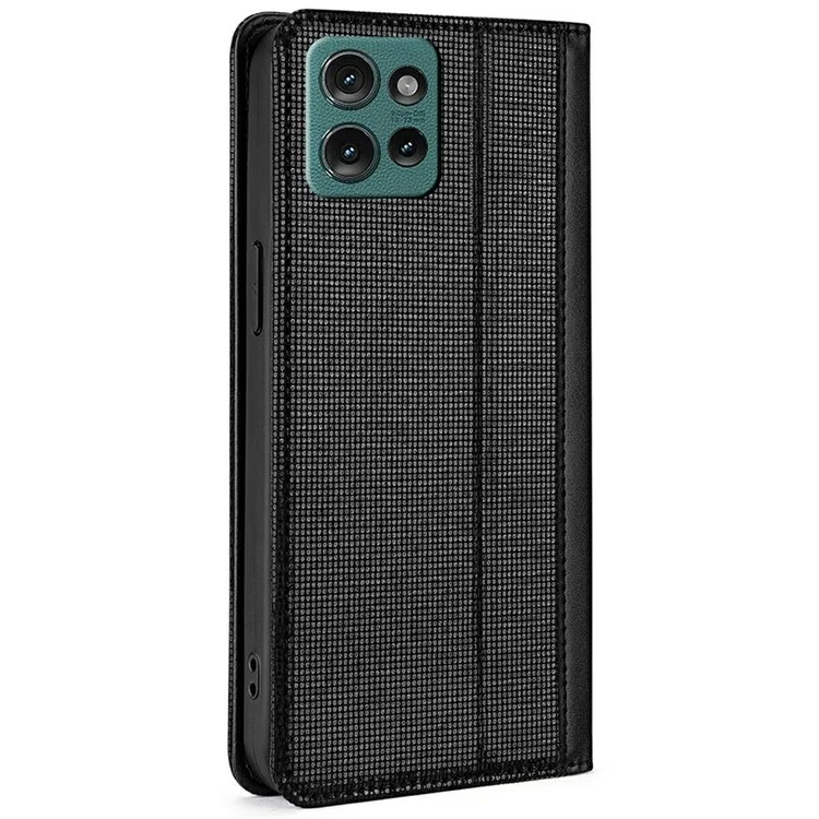 For Motorola Edge 50 5G Leather Case Wallet Stand Phone Cover with RFID Blocking - Black