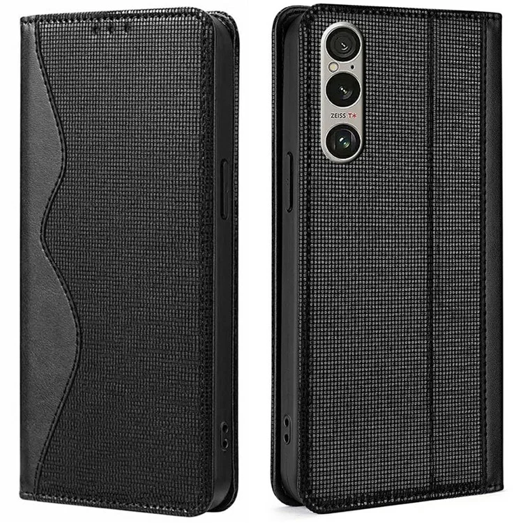 For Sony Xperia 1 VI Leather Case Wallet Stand Phone Cover with RFID Blocking - Black